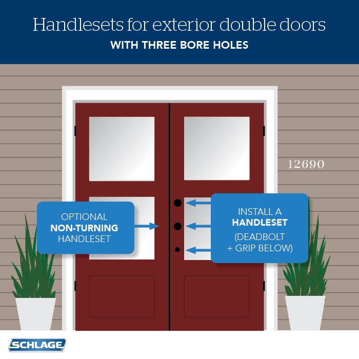 Exterior double door handleset 