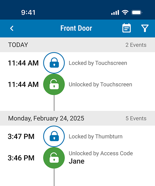 Schlage Home app lock history