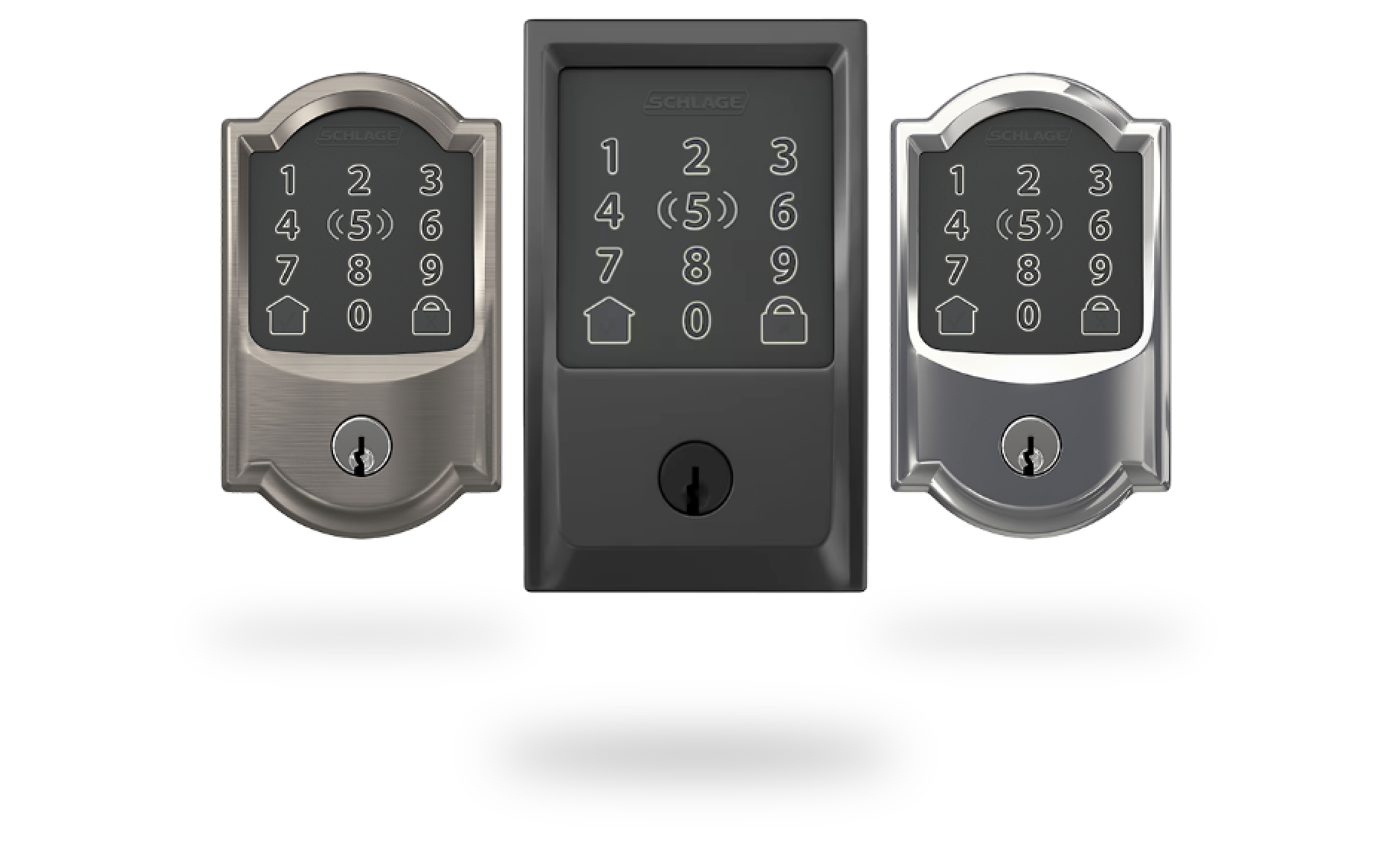 Three Smart Encode Plus Schlage Keypad door locks