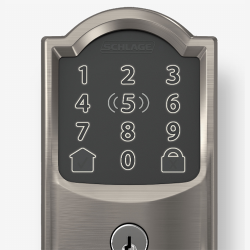 Schlage Encode Plus smart lock with Camelot trim.