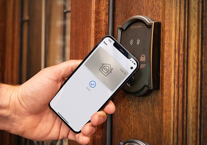 Using smart phone to unlock smart lock.