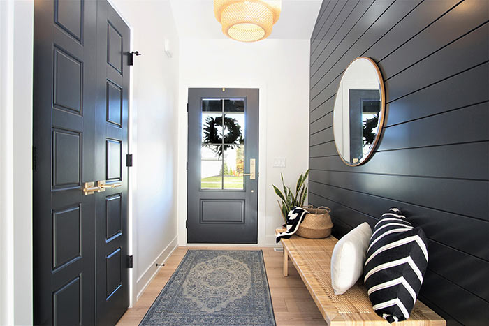 Scandavian Entry with black shiplap