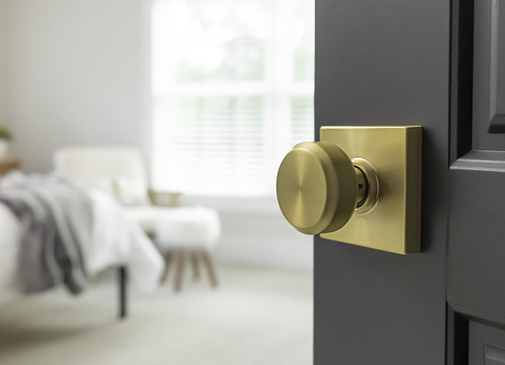 door knob in satin brass finish