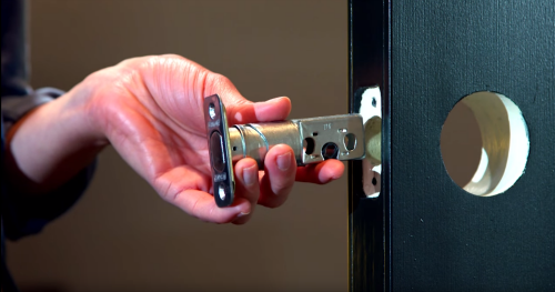 Begin installing your deadbolt lock by placing the bolt.