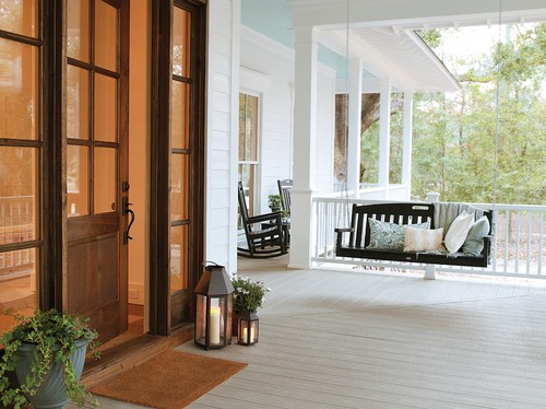 Modern porch with porch swing