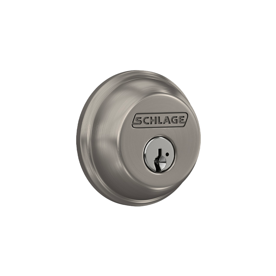 Close up of Schlage deadbolt with rekeying option