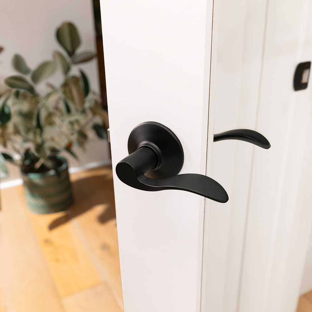 Matte black door handle