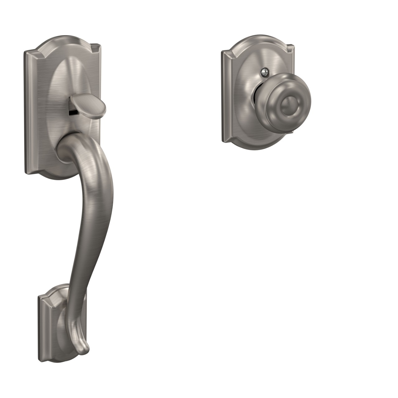 Front Entry Handle and Georgian Knob with Camelot Trim