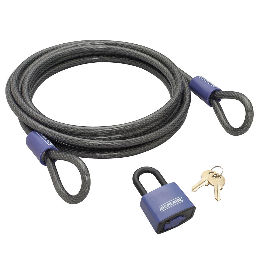 15' x 3/8" Double Looped Cable & Weather-proof Padlock